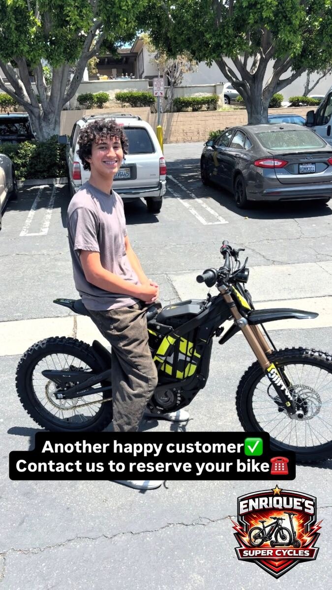 Happy customer with their new Surron e-bike